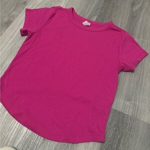 Old Navy Womens Bright Pink Short Sleeve Ribbed Tee